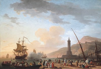 A Seaport at Sunset by Claude Joseph Vernet